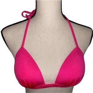 Neon Pink Triangle Cup Summer Bikini Swimwear Tie Top Size 36B